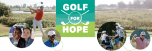 Golf for Hope header featuring golfers and staff from last year